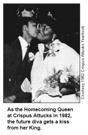 As the Homecoming Queen at Crispus Attucks in 1982, the future diva gets a kiss from her King. Courtesy 1982 Crispus Attucks Yearbook.