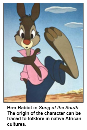 Brer Rabbit in Song of the South. The origin of the character can be traced to folklore in native African cultures.