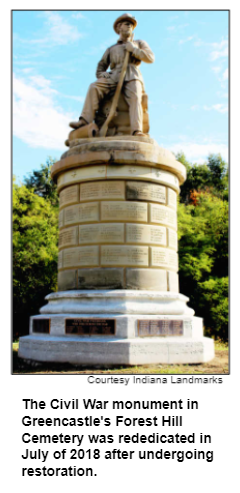 The Civil War monument in Greencastle's Forest Hill Cemetery was rededicated in July of 2018 after undergoing restoration.