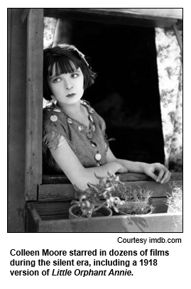 Colleen Moore starred in dozens of films during the silent era, including a 1918 version of Little Orphant Annie. Photo courtesy imdb.com.
