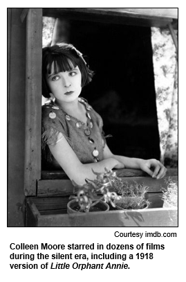 Colleen Moore starred in dozens of films during the silent era, including a 1918 version of Little Orphant Annie. Photo courtesy imdb.com.
