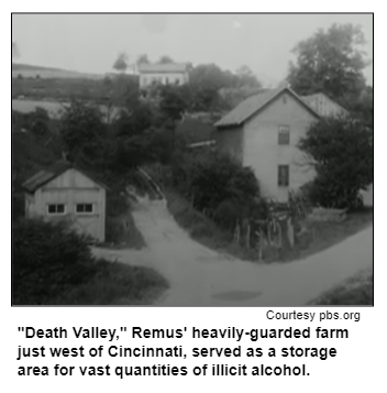 "Death Valley," Remus' heavily-guarded farm just west of Cincinnati, served as a storage area for vast quantities of illicit alcohol. Courtesy pbs.org.