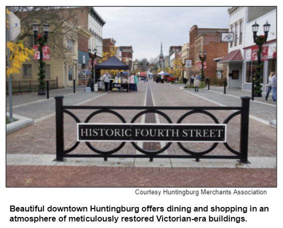 Beautiful downtown Huntingburg offers dining and shopping in an atmosphere of meticulously restored Victorian-era buildings. Courtesy Huntington Merchants Association.