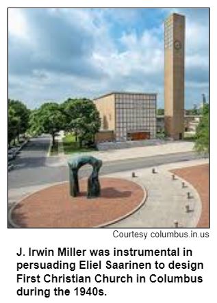 J. Irwin Miller was instrumental in persuading Eliel Saarinen to design First Christian Church in Columbus during the 1940s. Courtesy columbus.in.us.