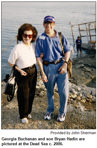 Georgia Buchanan and son Bryan Hadin are pictured at teh Dead Sea c. 2006. Proviced by John Sherman.