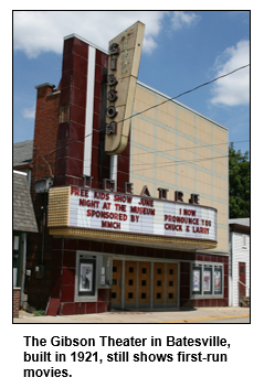 The Gibson Theater in Batesville, built in 1921, still shows first-run movies.

