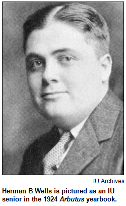 Herman B Wells is pictured as an IU senior in the 1924 Arbutus yearbook. Courtesy IU Archives.