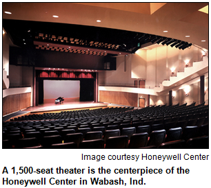 A 1,500-seat theater is the centerpiece of the Honeywell Center in Wabash, Ind. Image courtesy Honeywell Center.