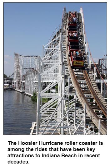 The Hoosier Hurricane roller coaster is among the rides that have been key attractions to Indiana Beach in recent decades. 