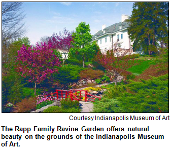 The Rapp Family Ravine Garden offers natural beauty on the grounds of the Indianapolis Museum of Art.