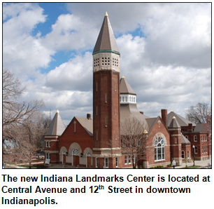 Exterior view of the new Indiana Landmarks Center, located at Central Avenue and 12th Street in downtown Indianapolis.