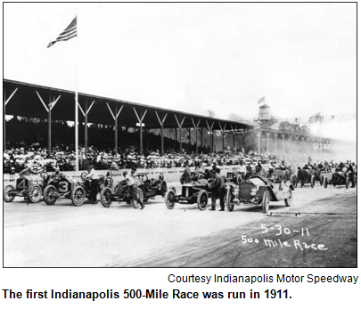 Starting lineup of the 1911 Indianapolis 500. Courtesy Indianapolis Motor Speedway.