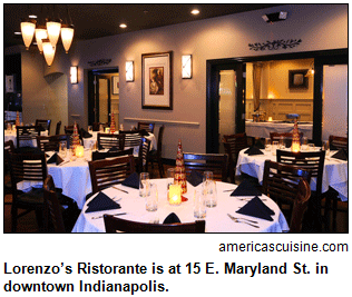 Lorenzo's Ristorante is at 15 E. Maryland St. in downtown Indianapolis. Image courtesy americascuisine.com.