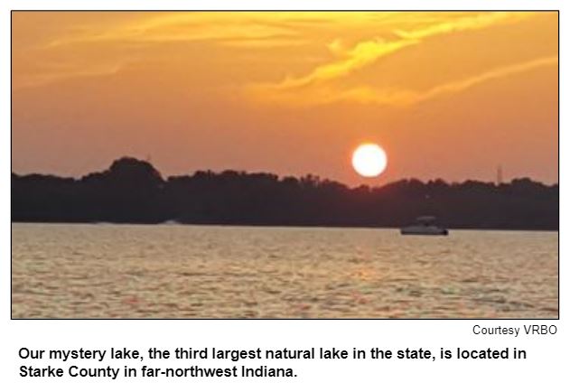 Our mystery lake, the third largest natural lake in the state, is located in Starke County in far-northwest Indiana. Courtesy VRBO.