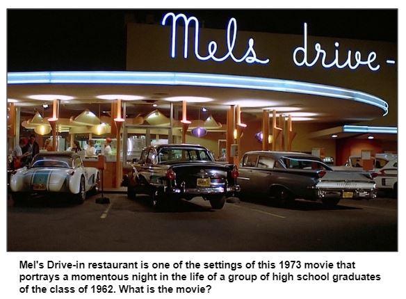 Mel's Drive-in restaurant is one of the settings of this 1973 movie that portrays a momentous night in the life of a group of high school graduates of the class of 1962. What is the movie?