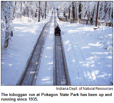 The toboggan run at Pokagon State Park has been up and running since 1935. Image courtesy Indiana Dept. of Natural Resources.