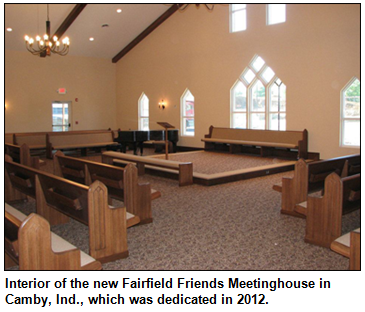 Interior of the new Fairfield Friends Meetinghouse in Camby, Ind., which was dedicated in 2012.   