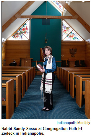 Rabbi Sandy Sasso at Congregation Beth-El Zedeck in Indianapolis. Image courtesy Indianapolis Monthly.