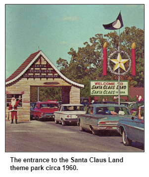 The entrance to the Santa Claus Land theme park circa 1960. 