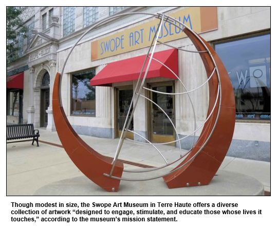 Though modest in size, the Swope Art Museum in Terre Haute offers a diverse collection of artwork “designed to engage, stimulate, and educate those whose lives it touches,” according to the museum’s mission statement.
