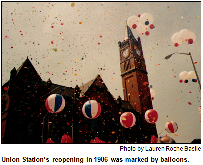 Union Station's grand reopening in 1986 featured balloons being released. Photo by Lauren Basile.