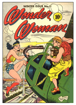 Cover of vintage Wonder Woman comic book.