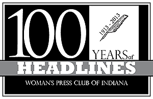 Logo for 100-year anniversary of the Woman's Press club of Indiana.
