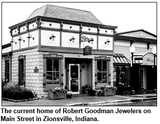 The current home of Robert Goodman Jewelers on Main Street in Zionsville, Indiana.