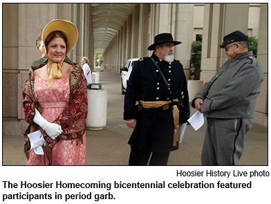 The Hoosier Homecoming bicentennial celebration featured participants in period garb.
 Hoosier History Live photo.