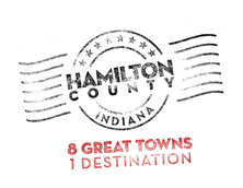 Logo of the Hamilton County Convention and Visitors Bureau. 8 great towns, 1 destination.