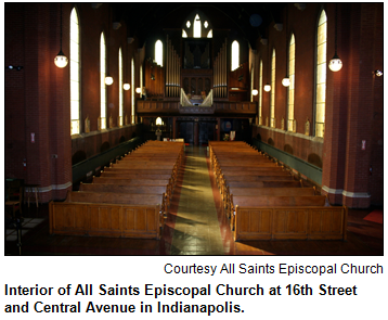 Interior of All Saints Episcopal Church at 16th Street and Central Avenue in Indianapolis.