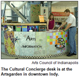 The Cultural Concierge booth at the Artsgarden in downtown Indianapolis.