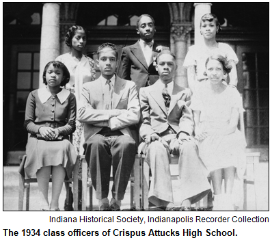 The 1934 class officers of Crispus Attucks High School. Image courtesy Indiana Historical Society, Indianapolis Recorder Collection.