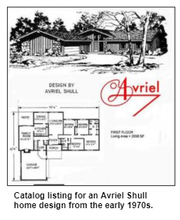 Catalog listing for an Ariel Shull home design from the early 1970s.