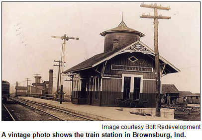 A vintage photo shows the train station in Brownsburg, Ind. Image courtesy Bolt Redevelopment.