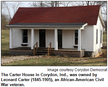 The Carter House in Corydon, Ind., was owned by Leonard Carter (1845-1905), an African-American Civil War veteran. Image courtesy Corydon Democrat.