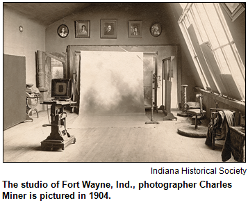 The studio of Fort Wayne, Ind., photographer Charles Miner is pictured in 1904. Image courtesy Indiana Historical Society.