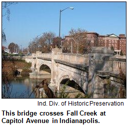 Bridge across Fall Creek in Indianapolis.