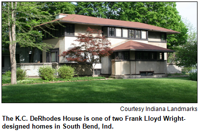 The K.C. DeRhodes House is one of two Frank Lloyd Wright-designed homes in South Bend, Ind. Image courtesy Indiana Landmarks.