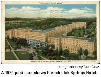French Lick Springs Hotel postcard from 1935.