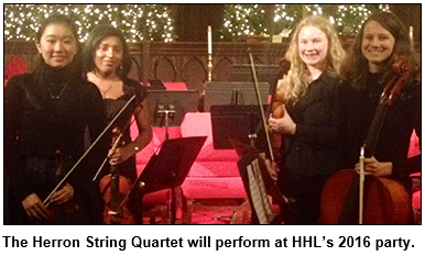 The Herron String Quartet is pictured, featuring four female students with violin and cello.