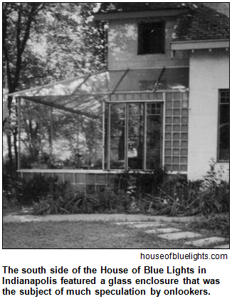 The south side of the House of Blue Lights in Indianapolis featured a glass enclosure that was the subject of much speculation by onlookers. Photo courtesy of houseofbluelights.com.