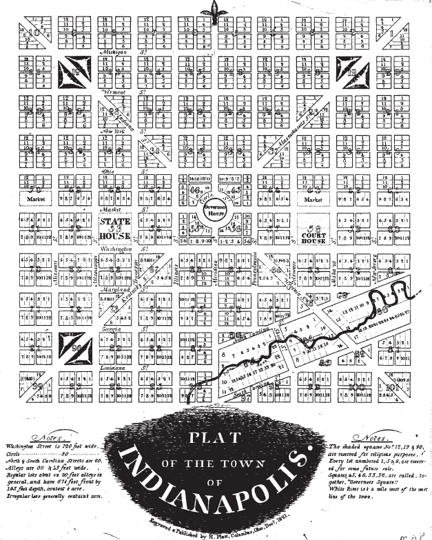Plat map of Indianapolis, 1821