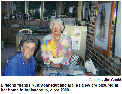 Lifelong friends Kurt Vonnegut and Majie Failey are pictured at her home in Indianapolis. Image courtesy Jim Gould.