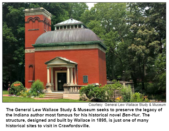 The General Lew Wallace Study & Museum seeks to preserve the legacy of the Indiana author most famous for his historical novel Ben-Hur. The structure, designed and built by Wallace in 1895, is just one of many historical sites to visit in Crawfordsville. Courtesy Lew Wallace Study & Museum.
