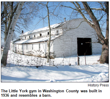The Little York gym in Washington County was built in 1936 and resembles a barn. Image courtesy History Press.