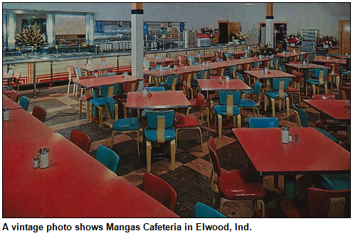 A vintage photo shows Mangas Cafeteria in Elwood, Ind.