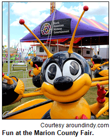 A large statue of a bumble bee appears at the Marion County Fair in Indianapolis. Image courtesy aroundindy.com