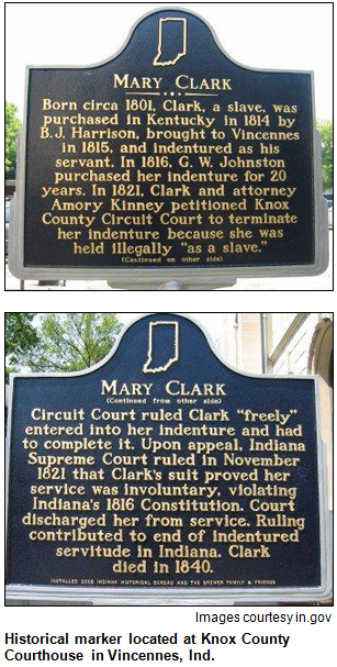 Historical marker located at Knox County Courthouse in Vincennes, Ind. Images courtesy in.gov.