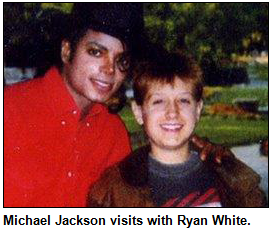 Michael Jackson visits with Ryan White.
